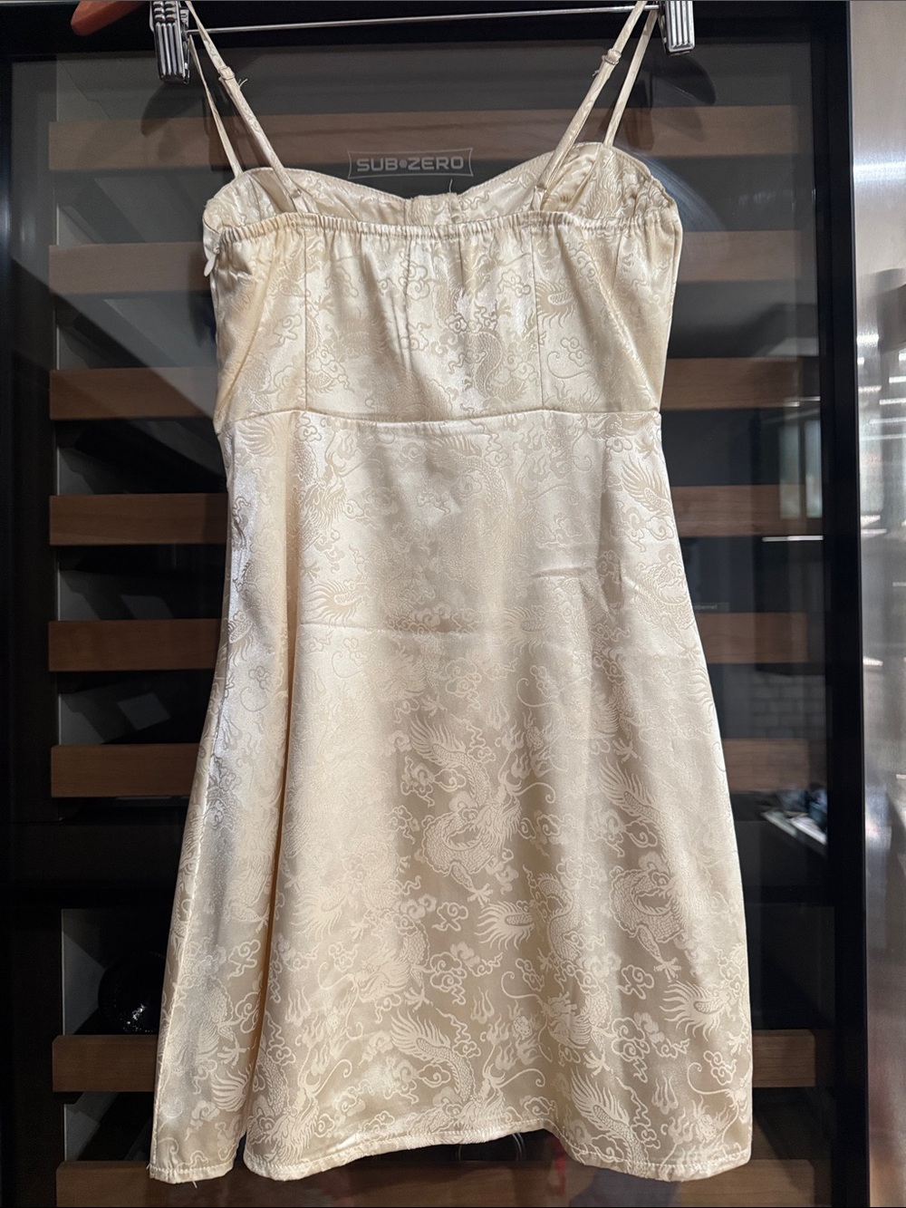 Princess Polly Dragon Jacquard Satin Mini Dress – Cream/Champagne – Size 0 - Picture 4 of 5